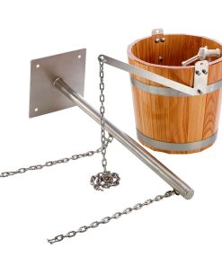 Schwalleimer aus Holz mit Tragarm aus Edelstahl