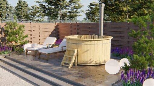 Hottub mit eingebautem Holzofen aus Edelstahl