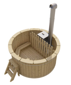 Hottub mit eingebautem Holzofen aus Edelstahl