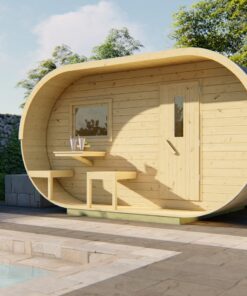 Sauna, oval Fichte, unbehandelt, 400x240  cm