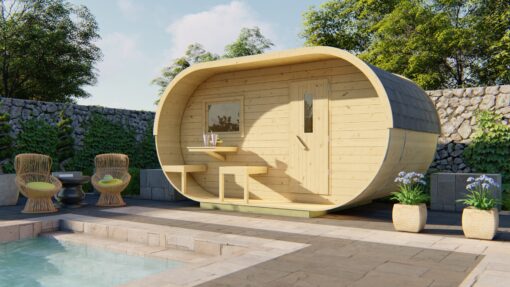 Sauna, oval Fichte, unbehandelt, 400x240  cm