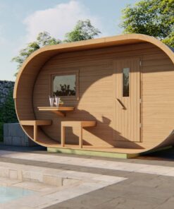 Sauna, oval Fichte, unbehandelt, 400x240 cm