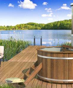 Hottub mit eingebautem Holzofen aus Edelstahl Ø180 cm Thermowood