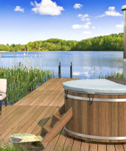Hottub mit eingebautem Holzofen aus Edelstahl Ø180 cm Thermowood