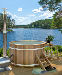Hottub mit Außen-Holzofen aus Edelstahl Ø180 cm Thermowood