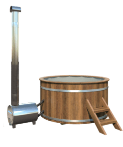 Hottub mit Außen-Holzofen aus Edelstahl Ø180 cm Thermowood