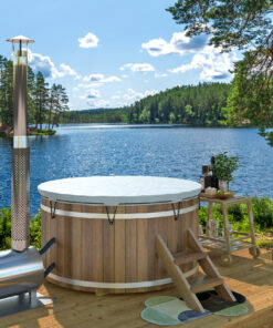 Hottub mit Außen-Holzofen aus Edelstahl Ø180 cm Thermowood
